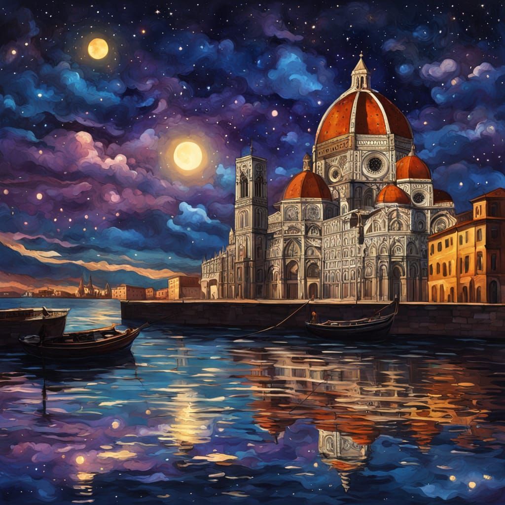 Santa Maria del Fiore Floating on Dark Sea