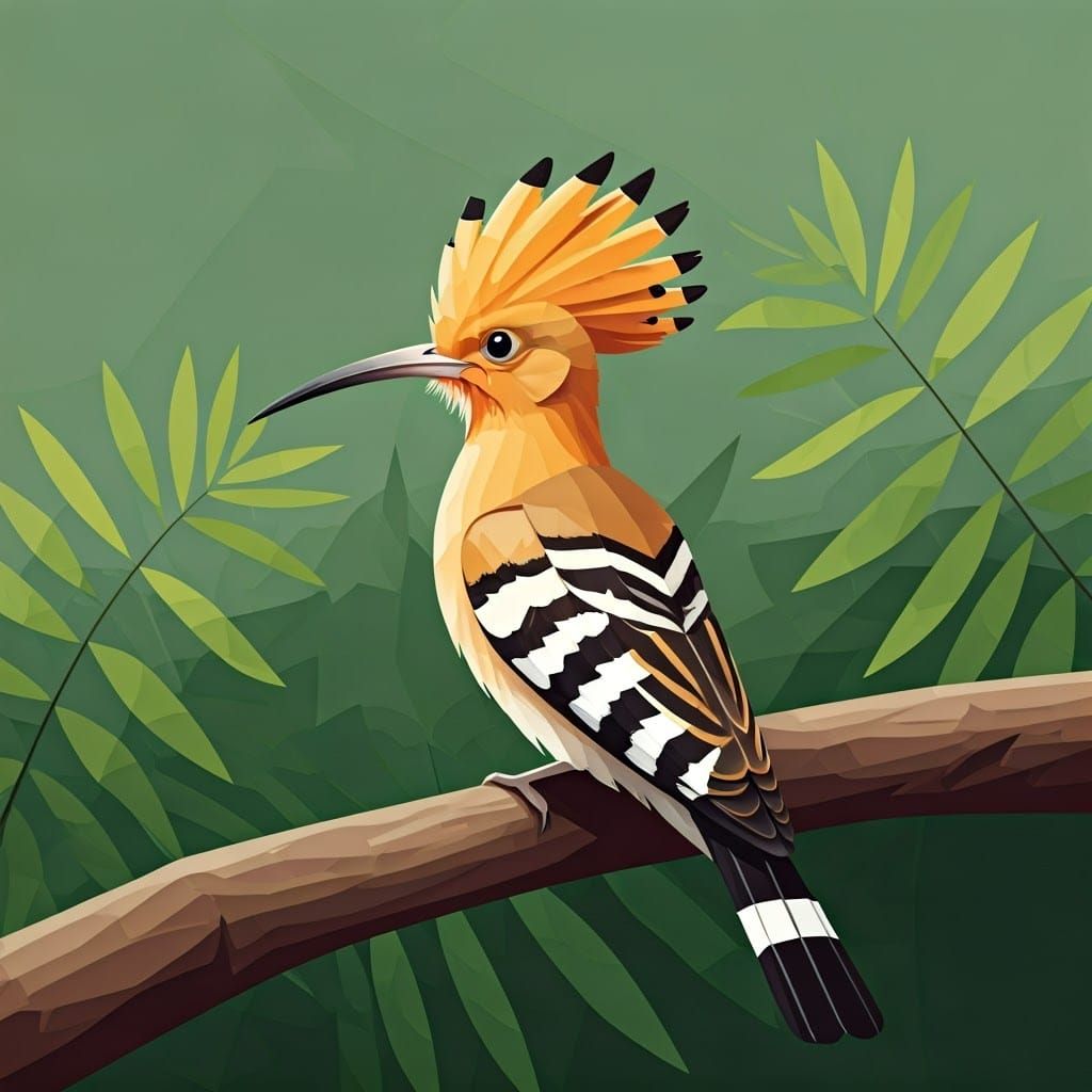 Hoopoe Bird in Geometric and Dreamy Style