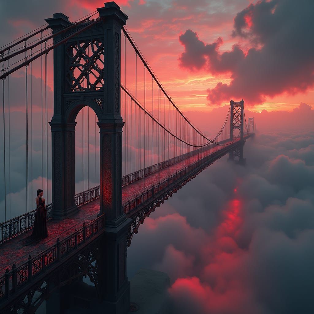 Ethereal Suspension Bridge in a Fantasy World