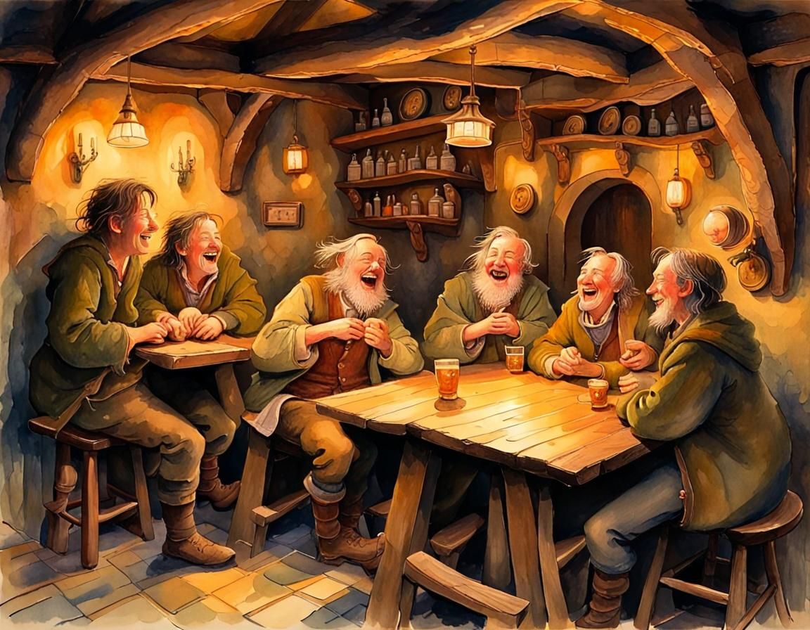 Whimsical Hobbit Culture in Earthy Folk Art Style