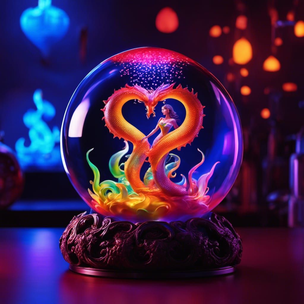 Woman in Lava Lamp with Dragon Heart