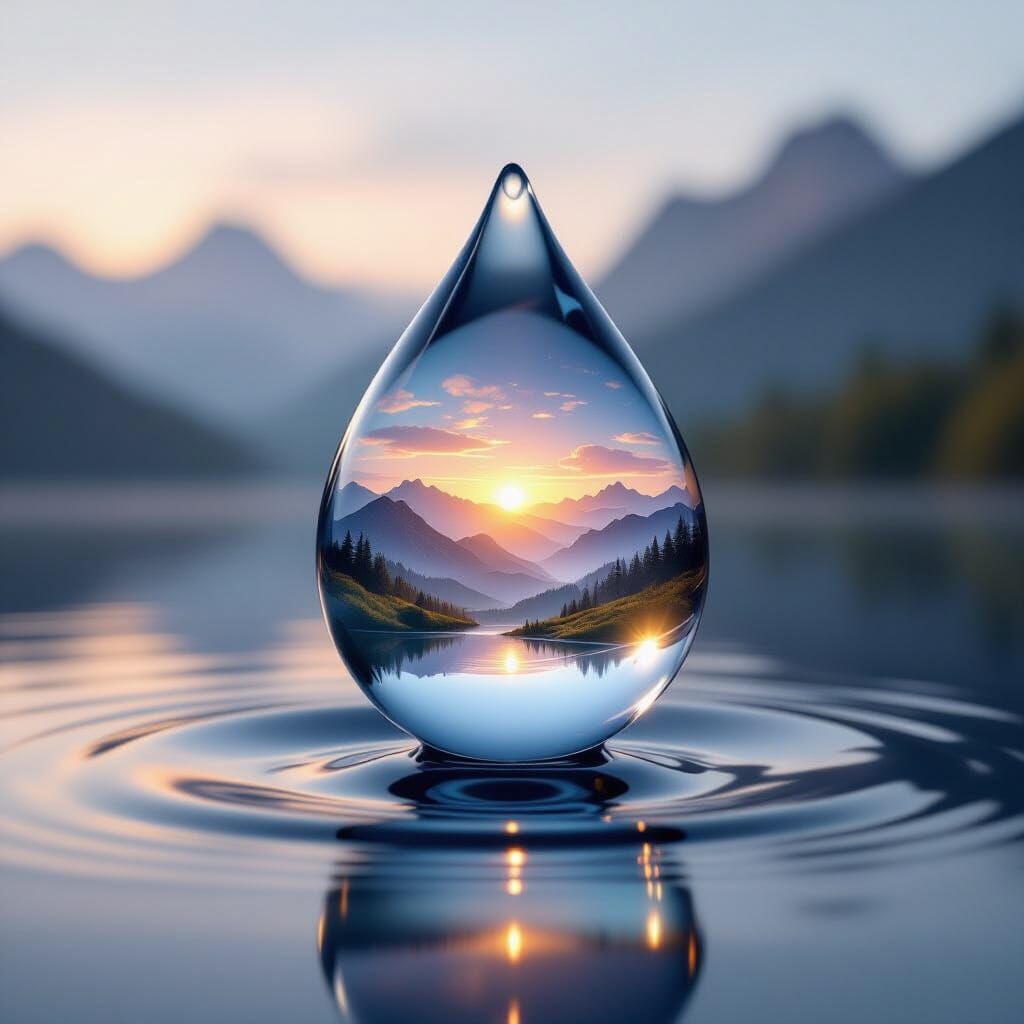 Dreamlike Landscape Inside a Tiny Water Droplet