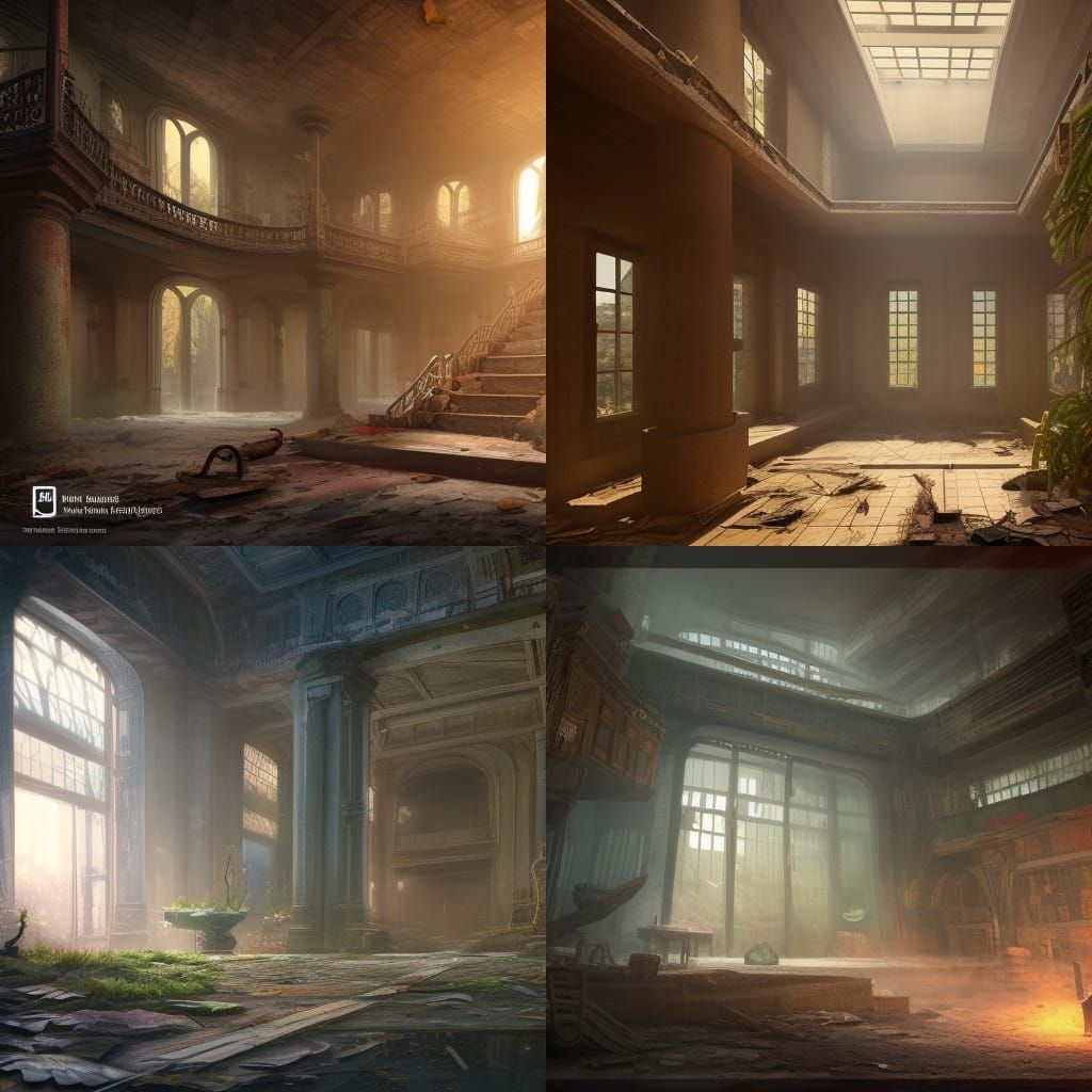 Explorer in Abandoned Building: Matte Painting