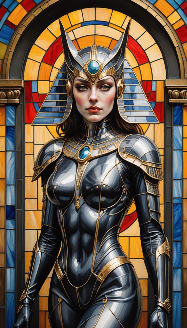 Egyptian Goddess in Art Deco Batsuit, Inspired by Klimt and ...