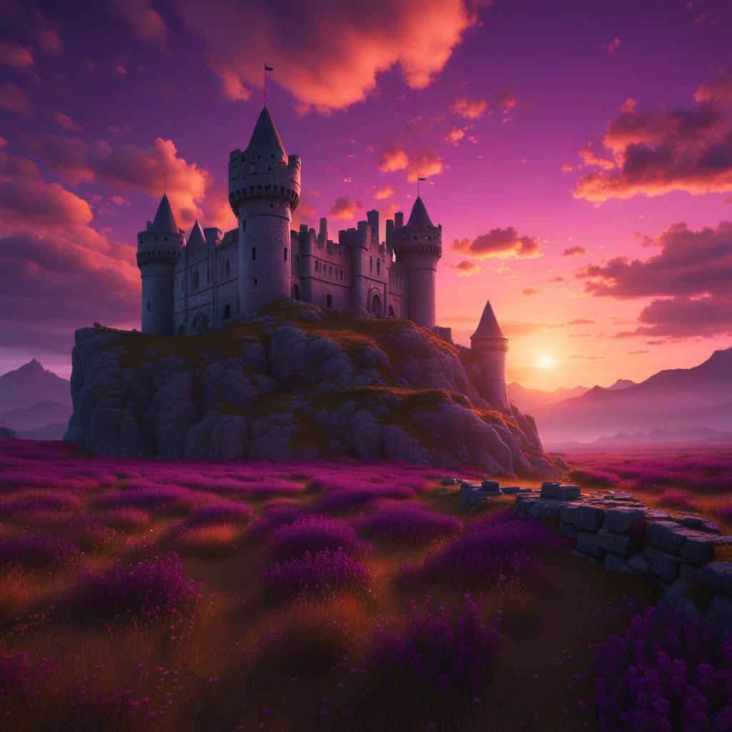 Ancient Castle Sunset in Galway, Matte Painting