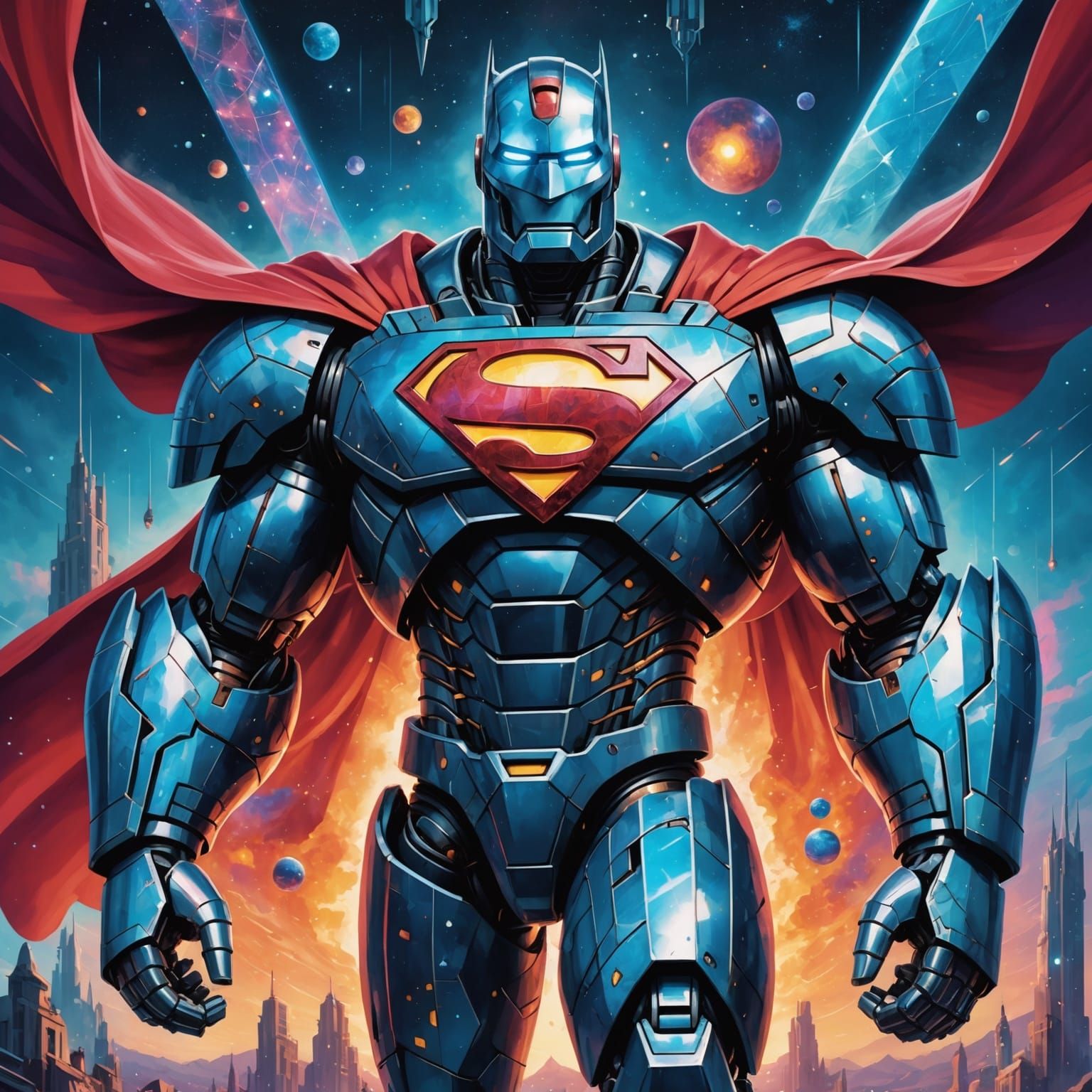 Iron Giant as Superman in Holographic Illustration