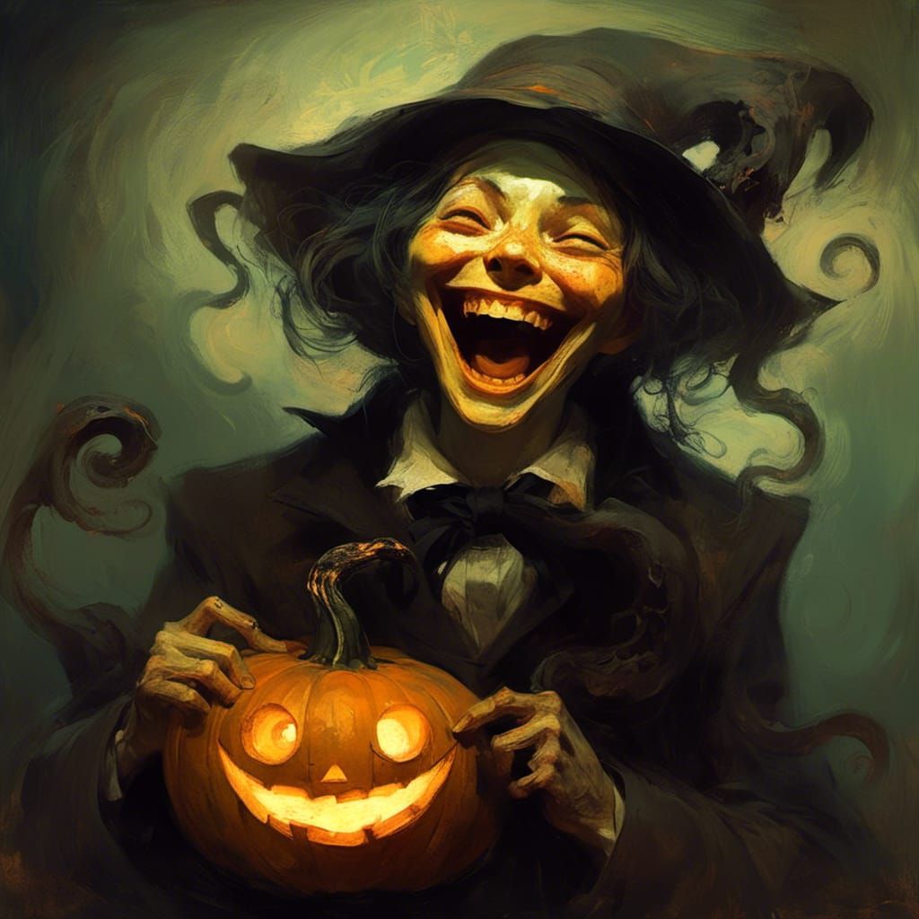 Surreal Jack-o'-Lantern Displaying Hysterical Laughter