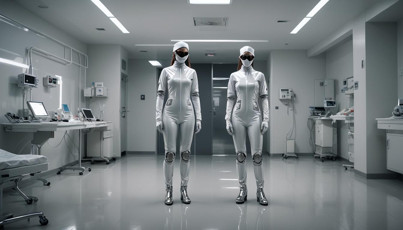 Nurse Drones in Reflective Latex, Digital Art
