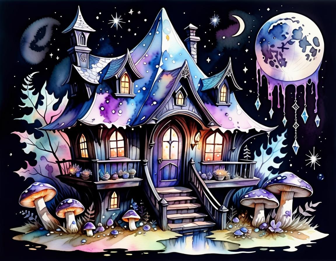 Buffy's Cozy Pagan Home: Watercolour Pastel Goth Art