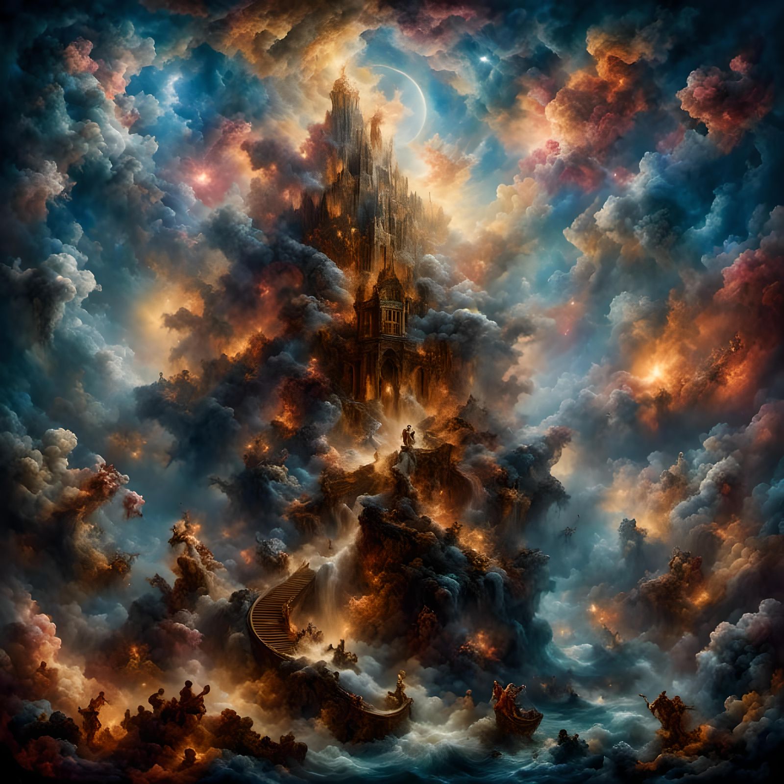 Dark Fantasy Art with Lions, Dragons and Wolves