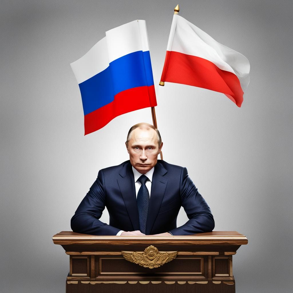 Putin Holding the Russian Flag