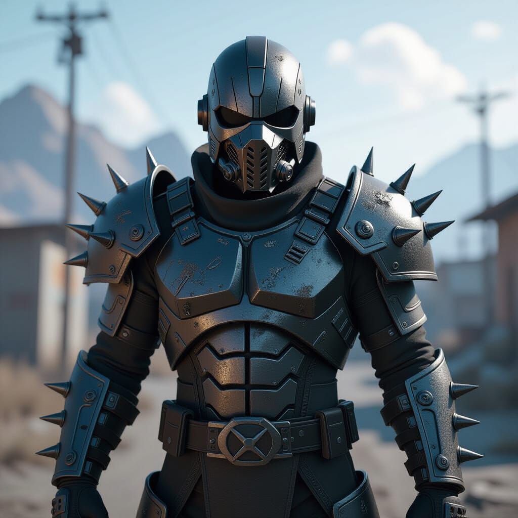 Post-Apocalyptic Warrior with Spiked Armor and Cyrax Mask