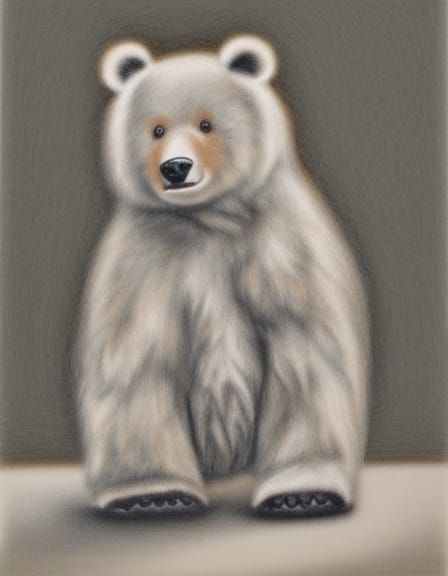 Cute Highland Bear Cub in Silverpoint Pop Art
