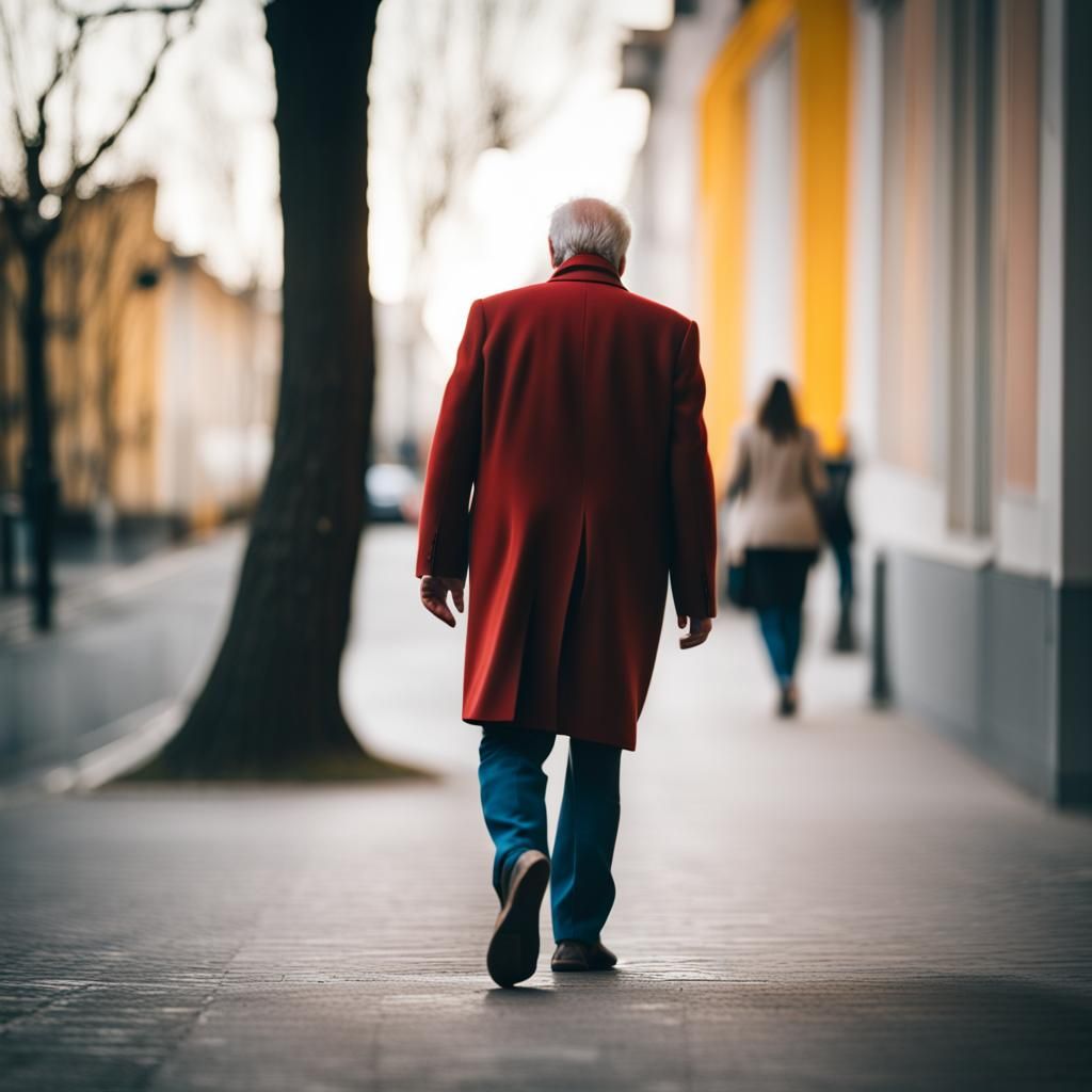 Bauhaus Style Street Photography of Man Walking