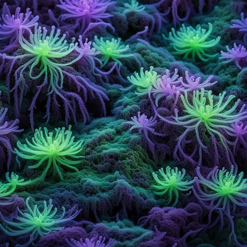 Neon Bioluminescent Garden in Surreal Style