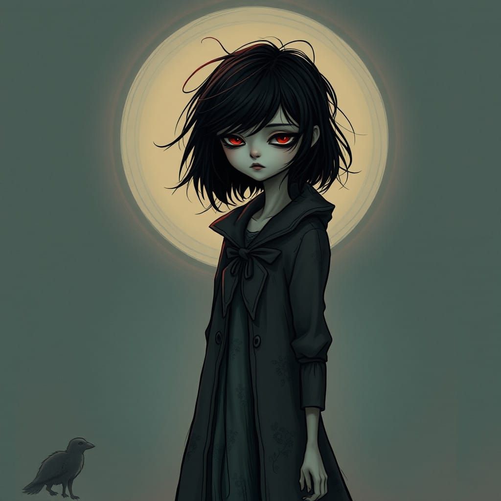 Gothic Whimsy Girl in Twilight