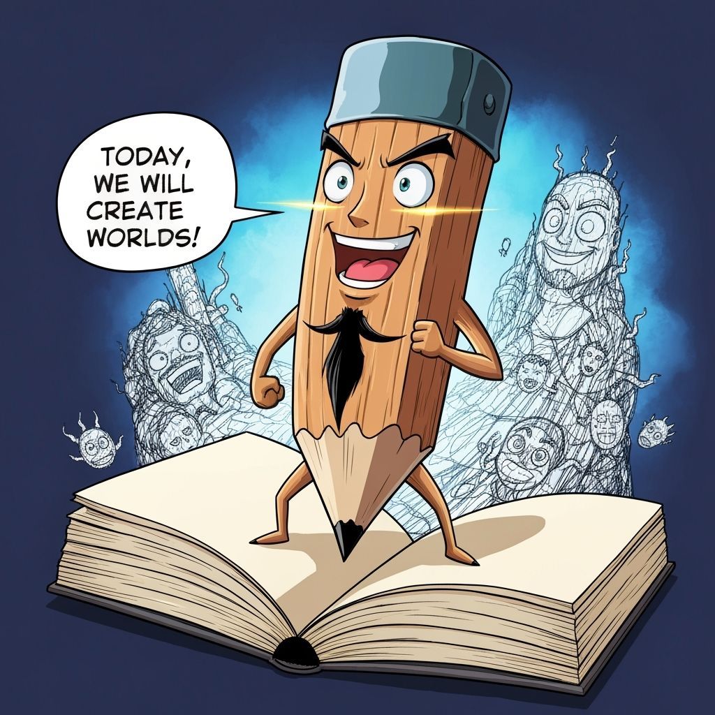 Manga Pencil Character Creates Worlds