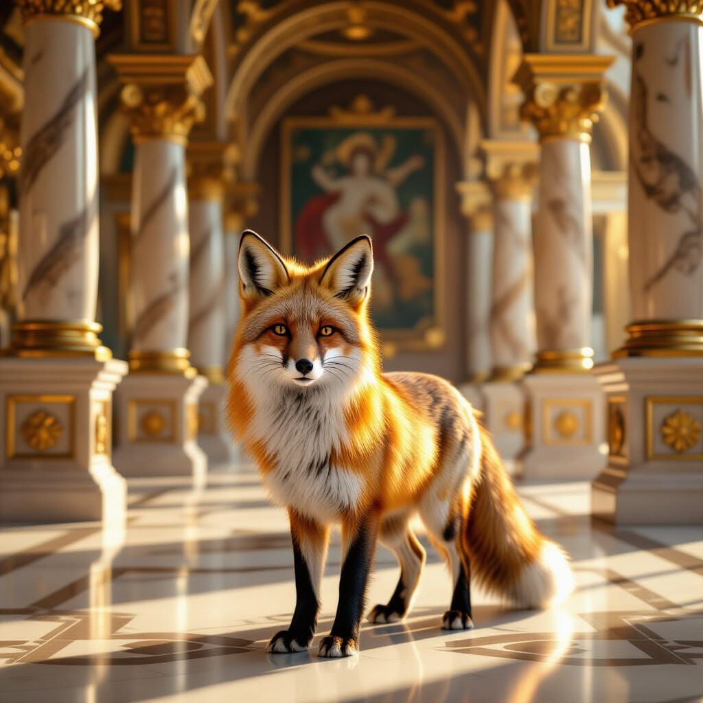 Golden Fox in Opulent Palace Hall