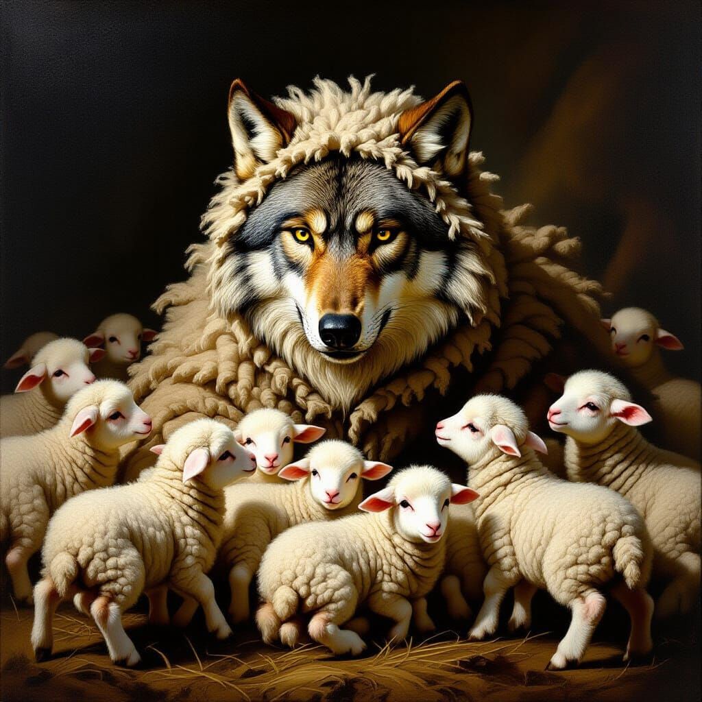 Renaissance Wolf Disguised as Lamb, Michelangelo Style