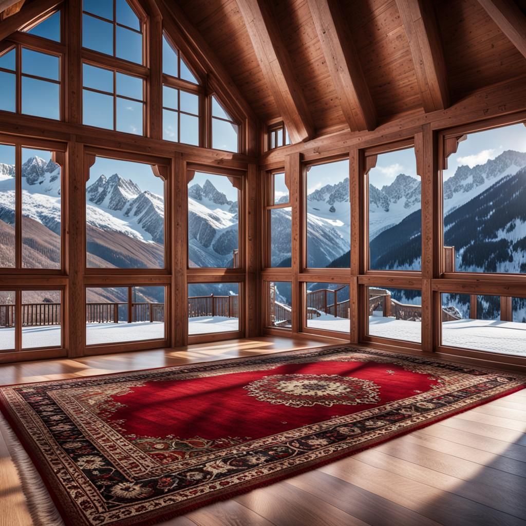 Luxurious Chalet Interior with Persian Rug