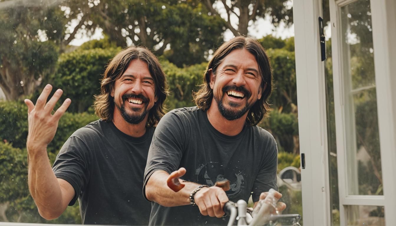 Dave Grohl Washing Windows: Realistic Photo