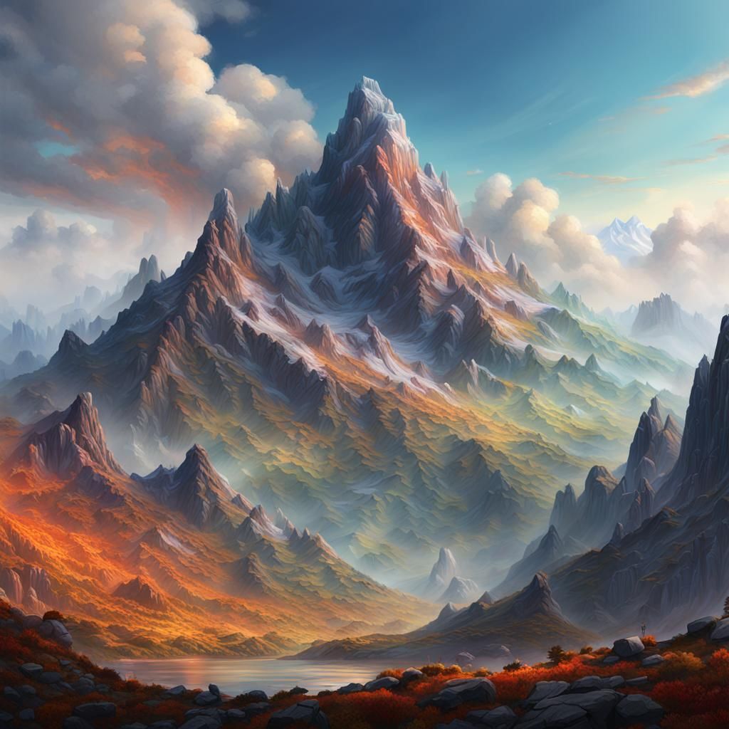 Impressionist Mountain Range in Detailed Matte Painting