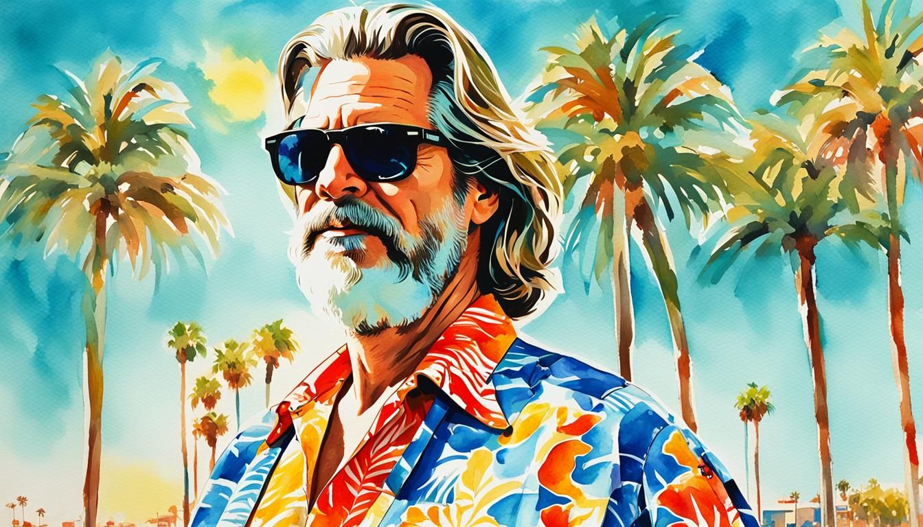Jeff Bridges in Watercolor Pop Art Portrait