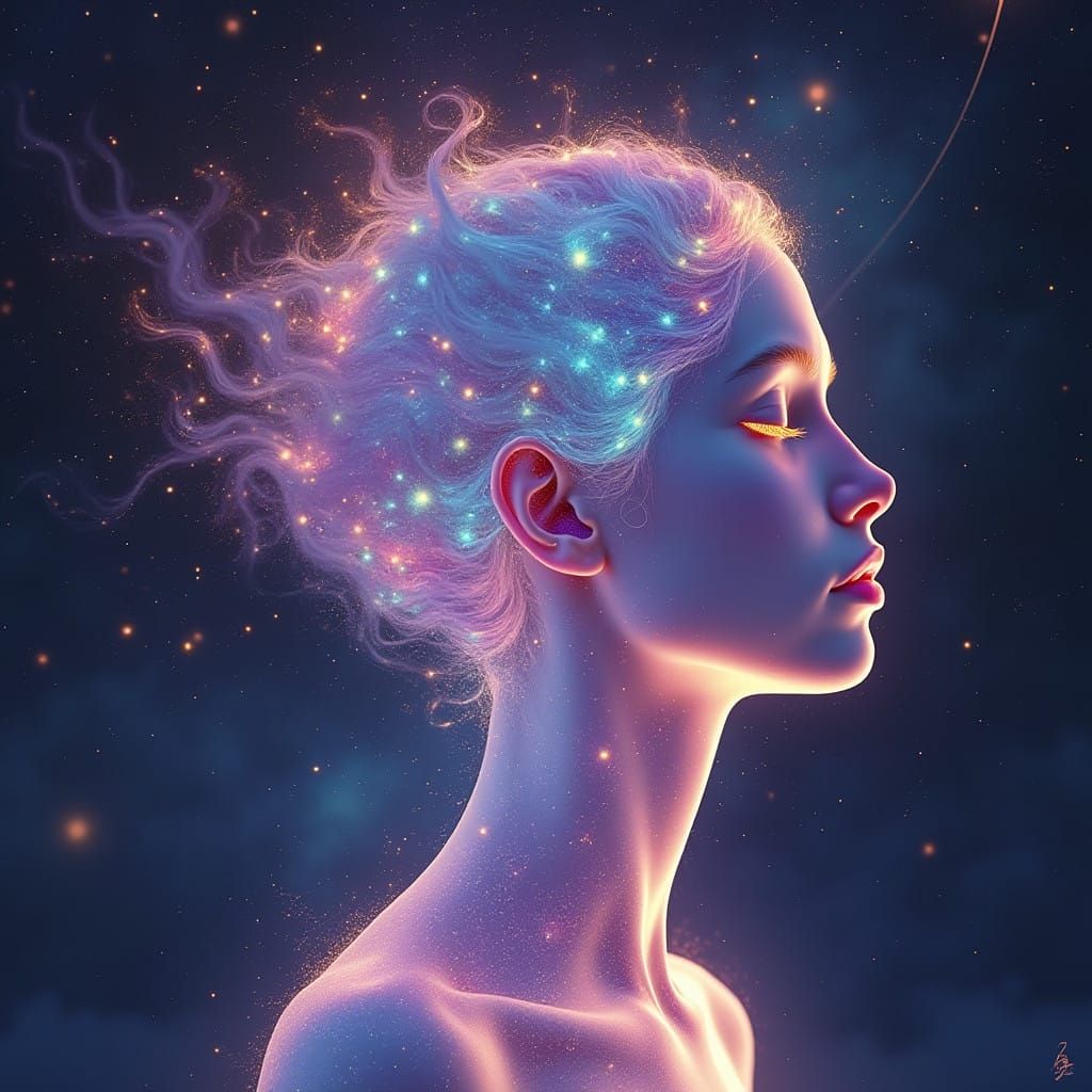 Surreal Astral Being in Harmonious Balance with the Cosmos