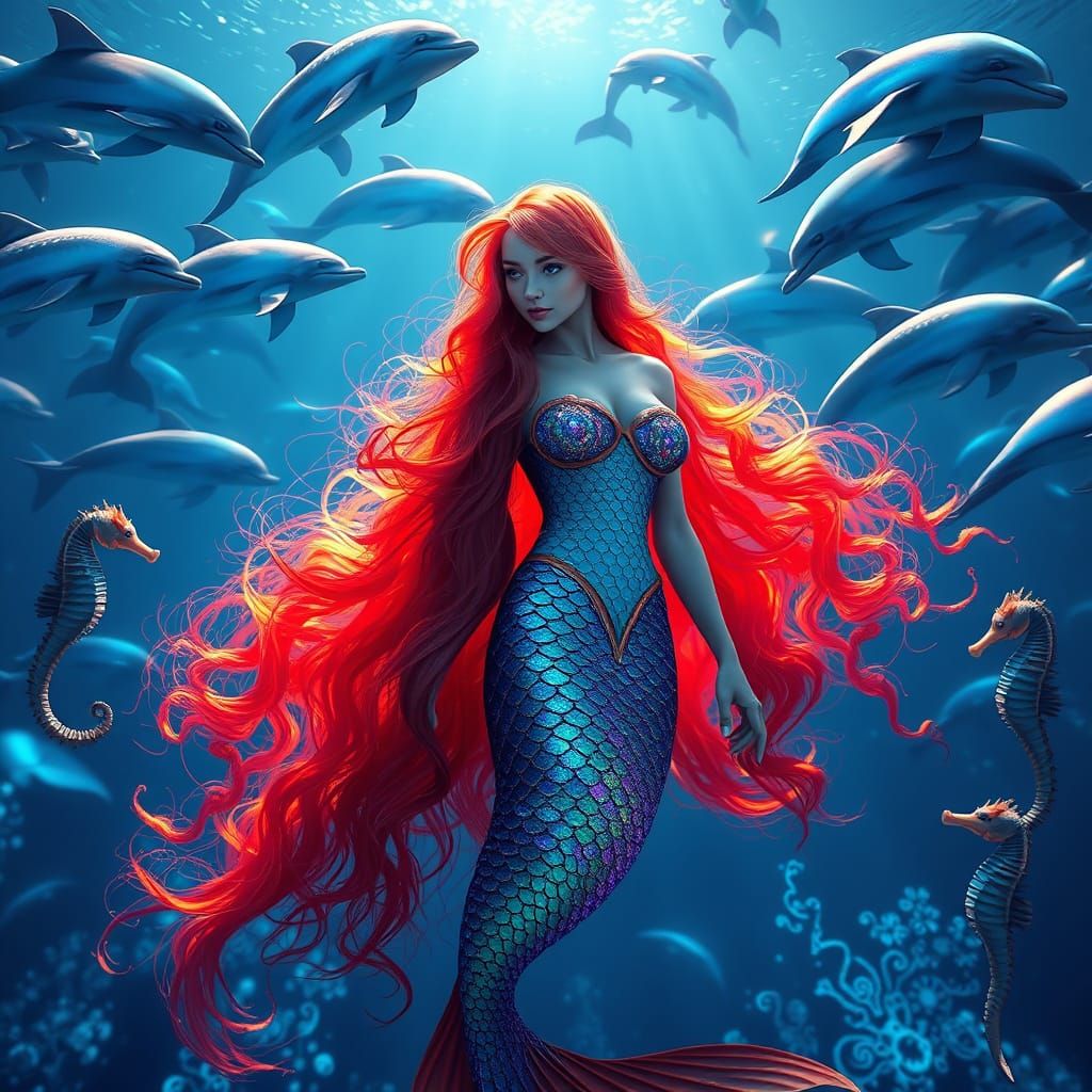 Vibrant Hyper-Realistic Mermaid in a Dazzling Ocean Scene