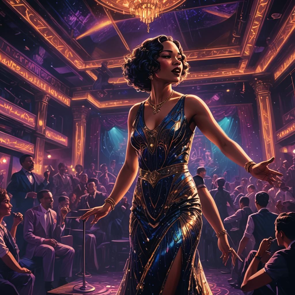 Singer in 1920s Nightclub: Art Deco Fantasy