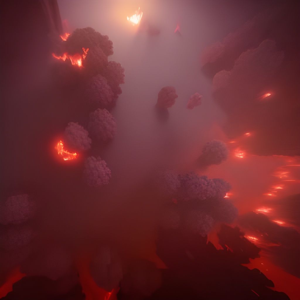 Top View of a Crimson Burning Forest