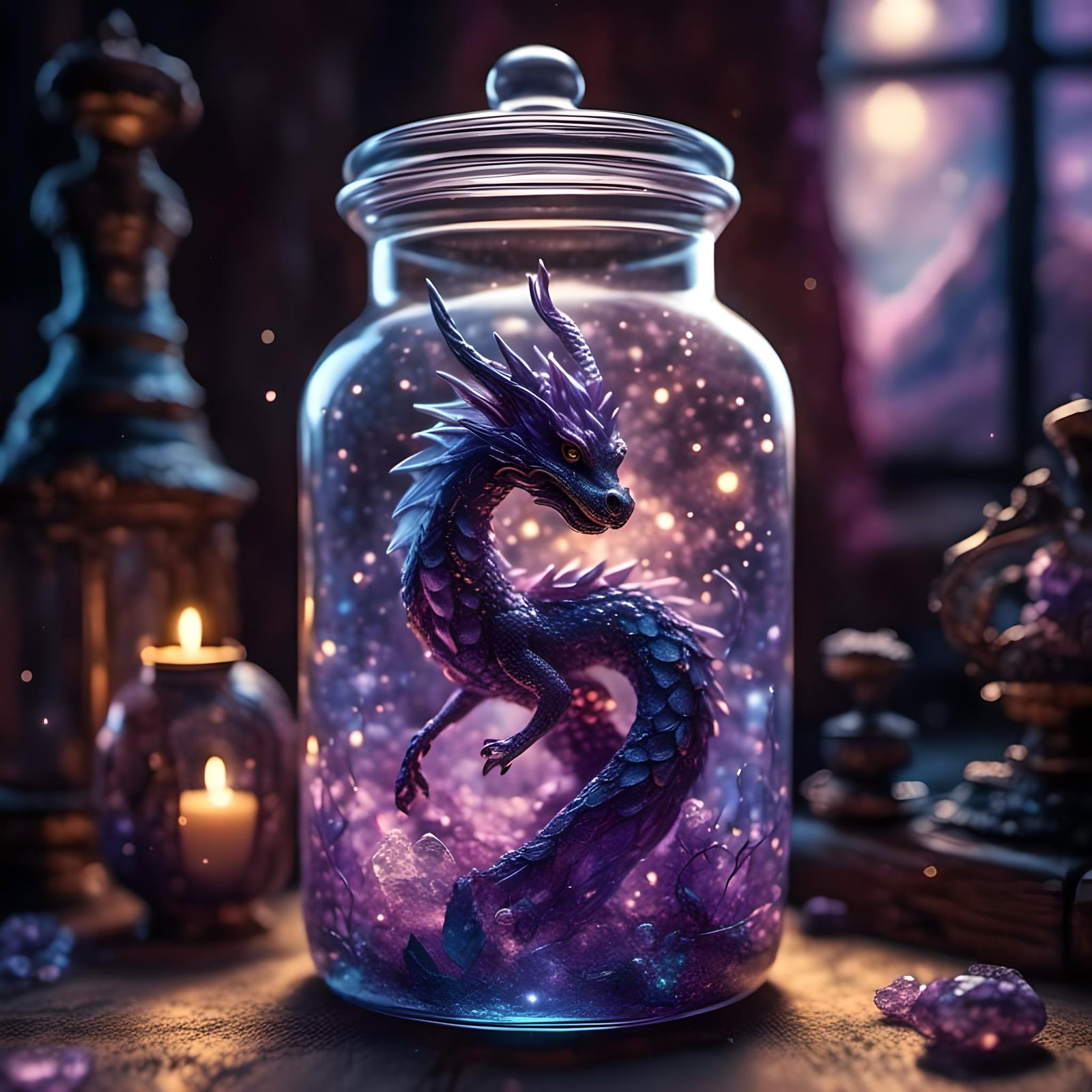 Fairy and Dragon Trapped in a Jar