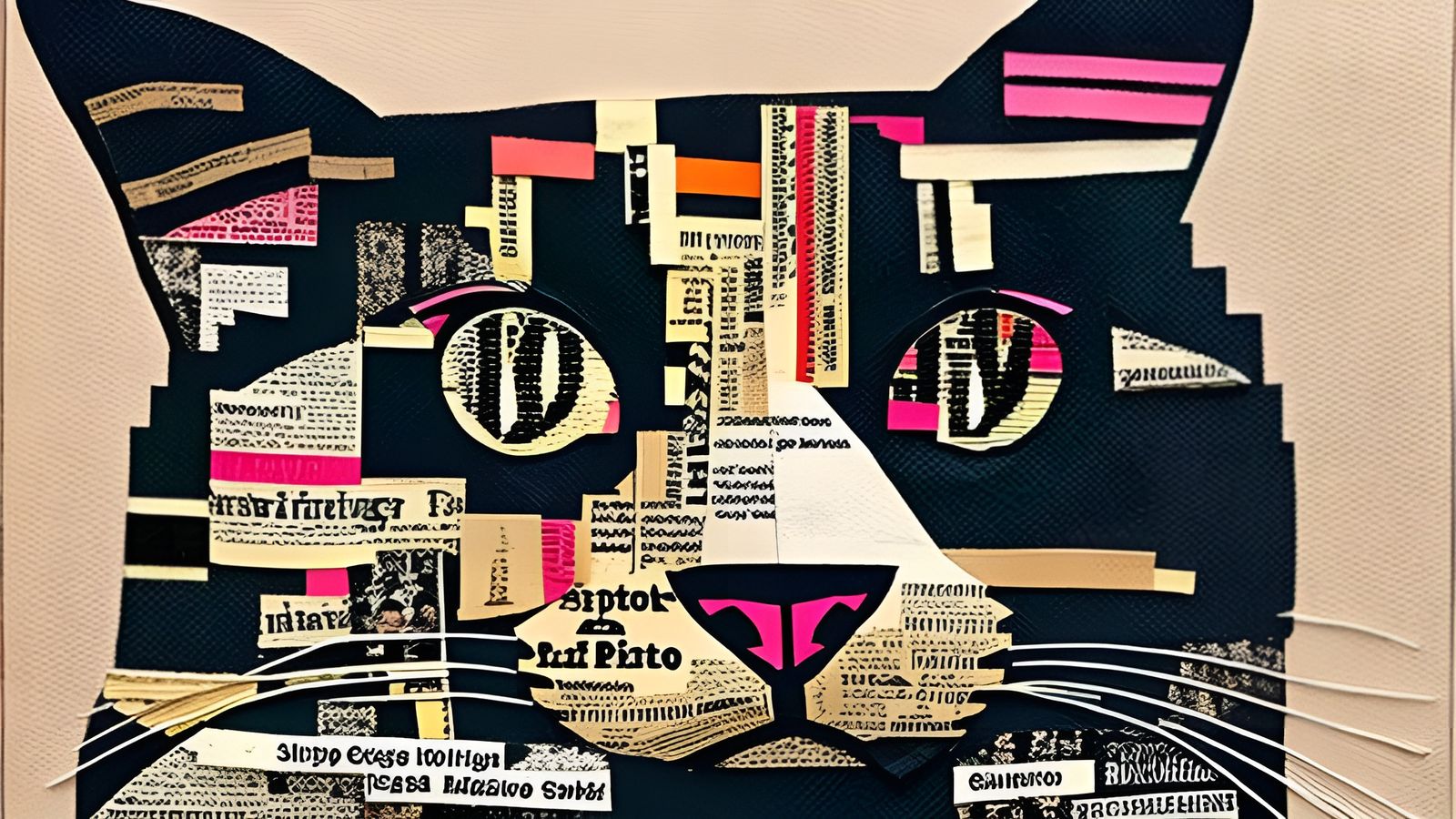 Magazine Collage Portrait of a Cat