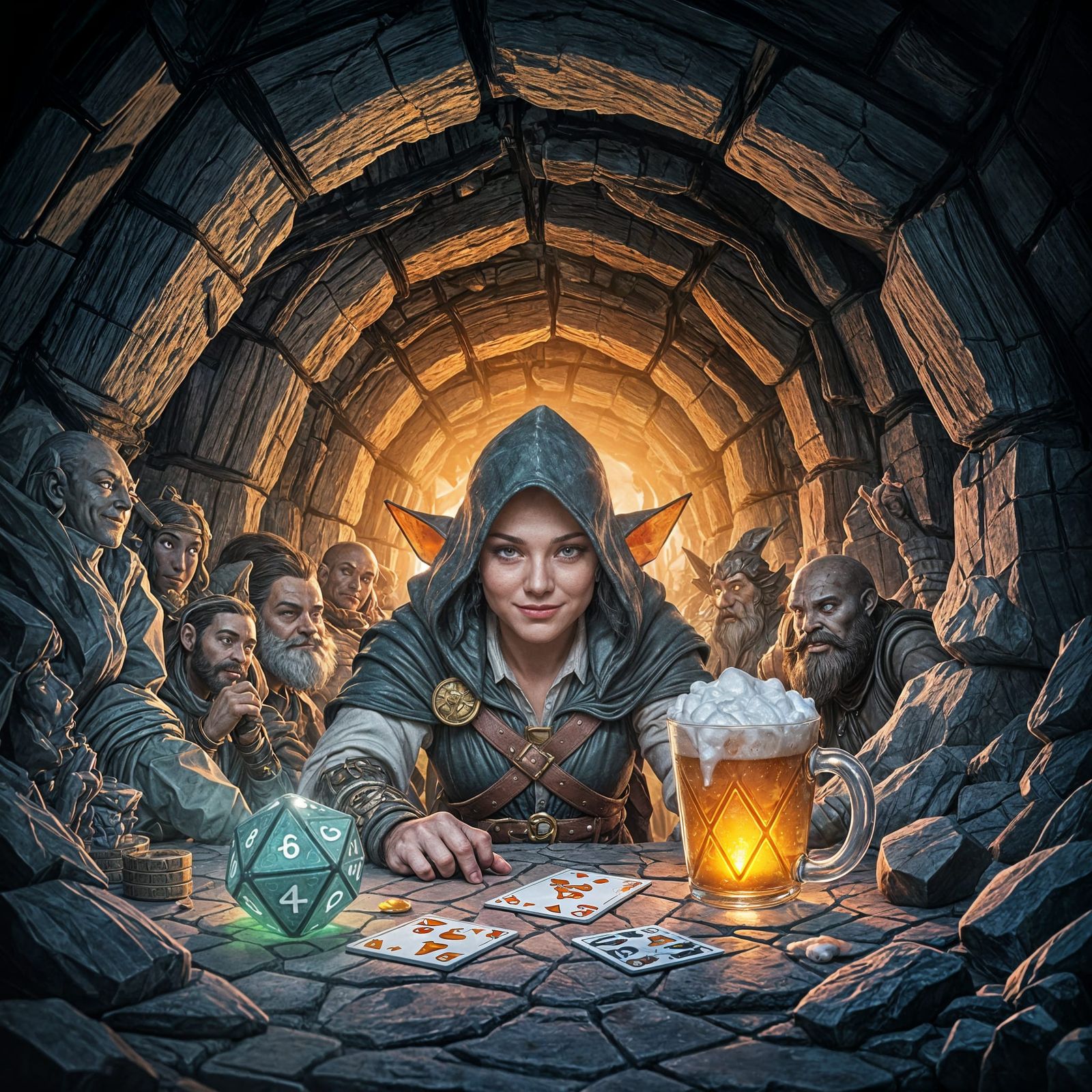 Friendly Cave Opening with Gaming and Party Elements