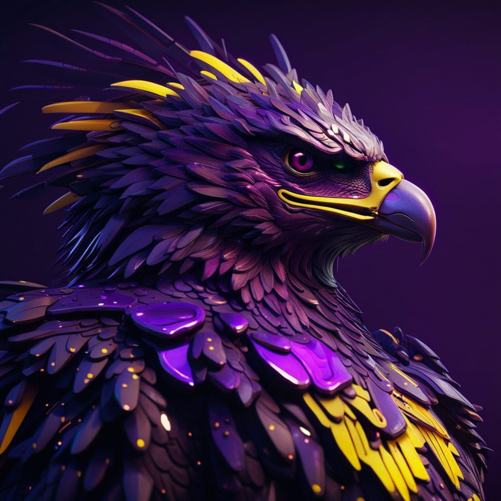 Eagle with Mohawk in Neon Cyberpunk Style