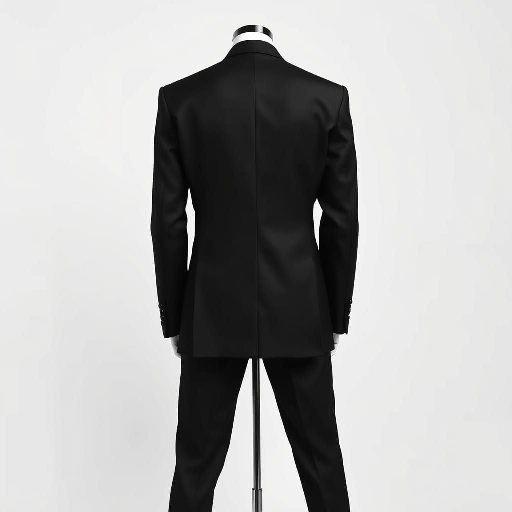 Formal Black Tuxedo in Futuristic Minimalist Style