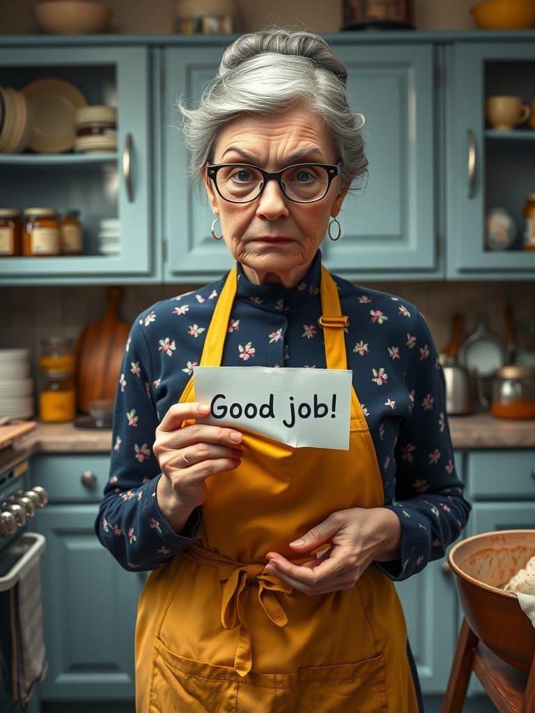 Wisdom of Age in a Cozy Kitchen Scene