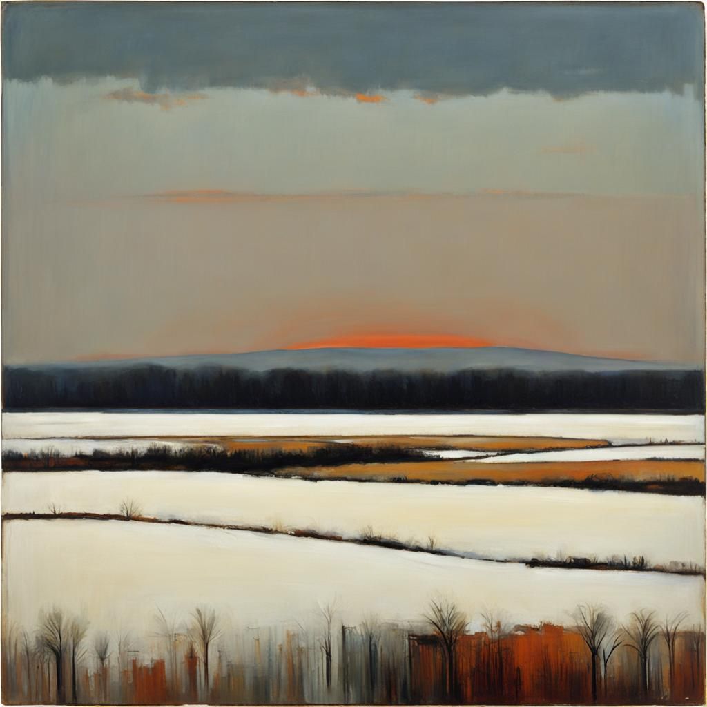 Abstract Winter Landscape in Rothko Style