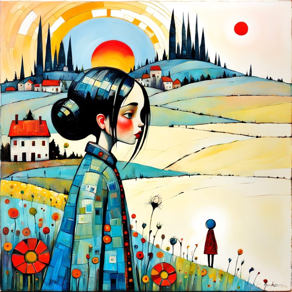 Primitive Naive Encaustic Painting