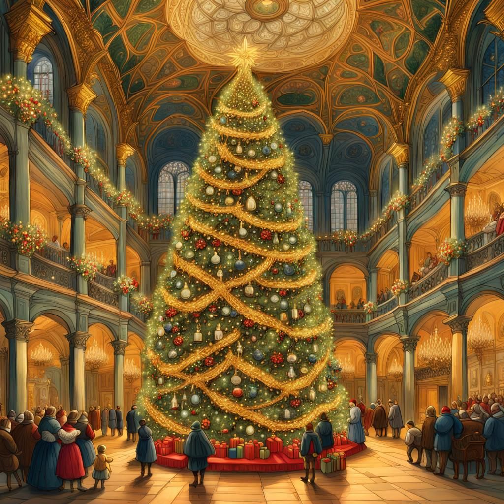 Ornate Christmas Tree in Baroque Festive Style