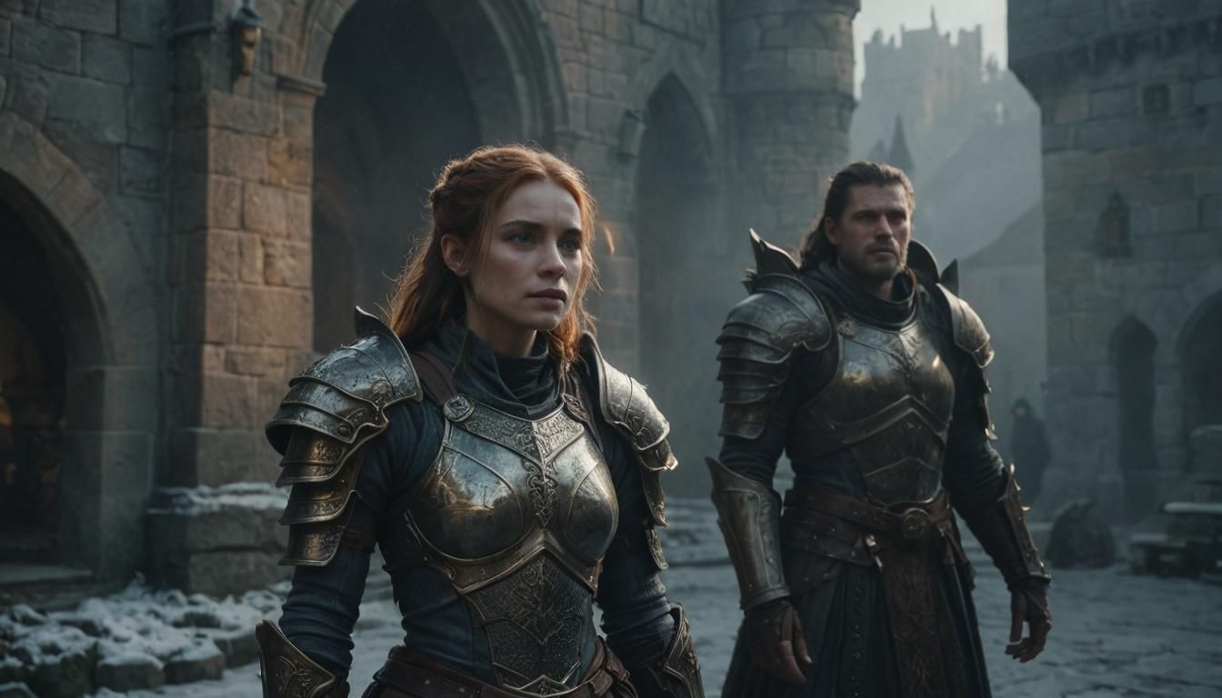 Dragonborn Armor in Solitude: Cinematic Film Still