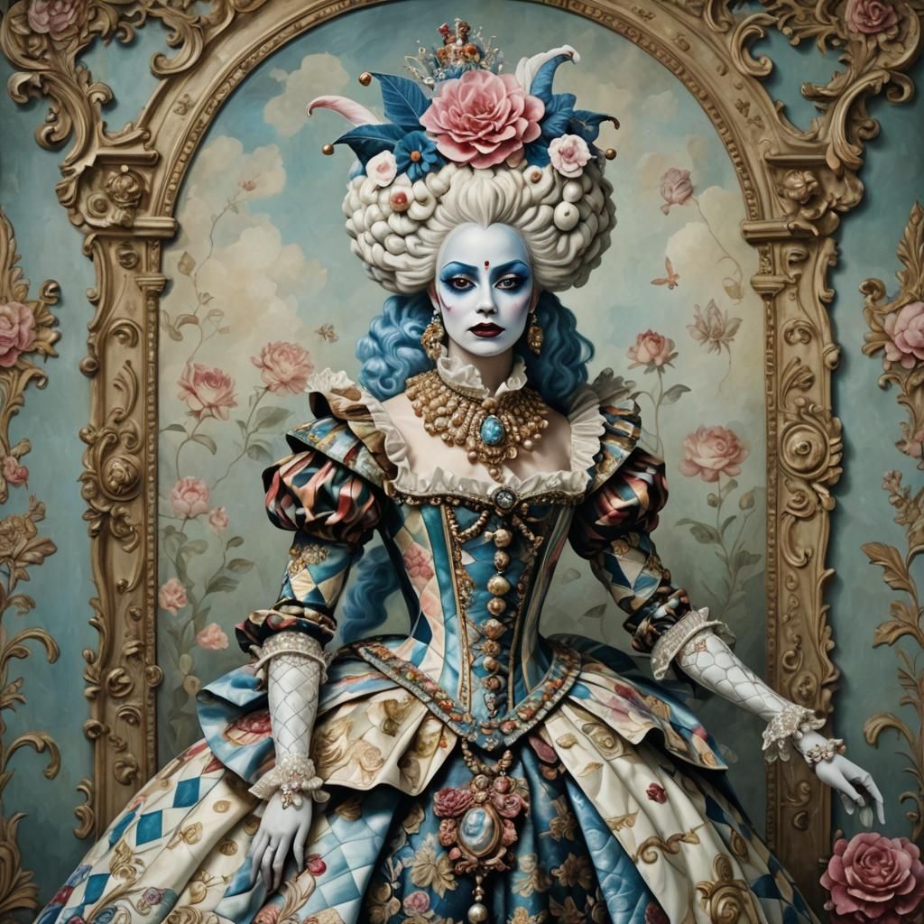 Shiva Harlequin Portrait in Baroque Impasto Style