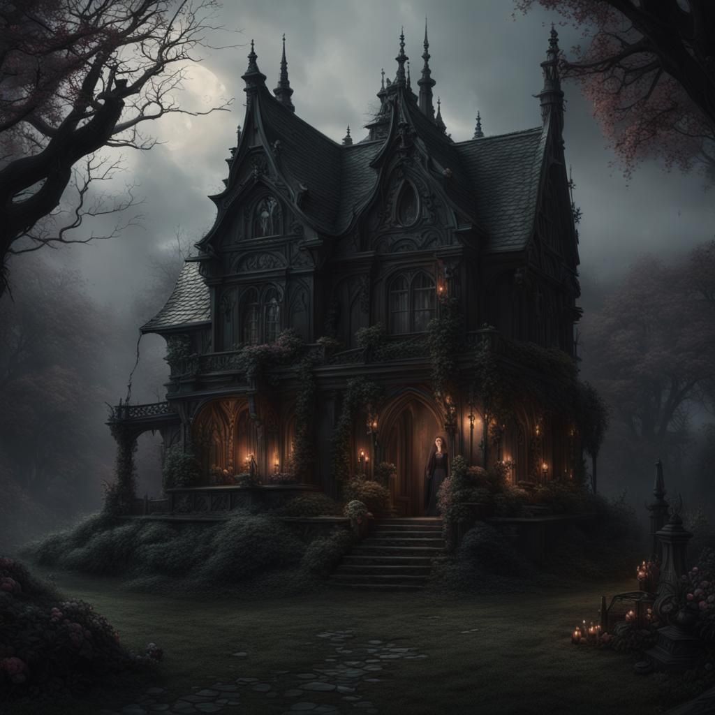 Gothic Fairycore Scene: Romantic and Dark Digital Art