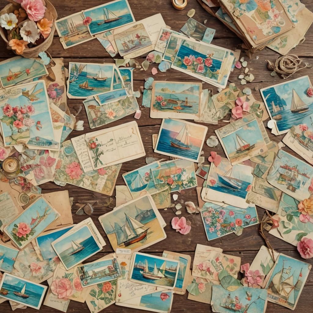 Art Nouveau Collage of Vintage Postcards