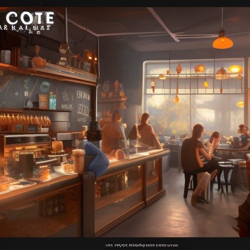 Daytime Coffee Shop Named Nightcafe: Digital Matte Painting
