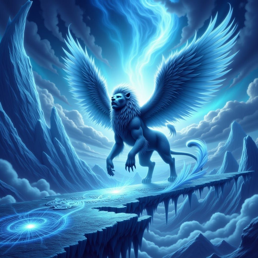 Majestic Griffin Soars Through Aurora Borealis
