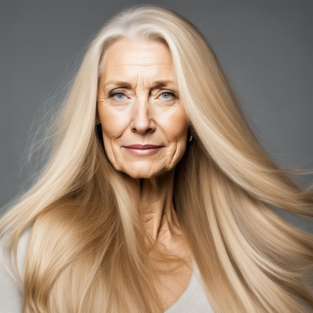 Yes mature women can have long hair.