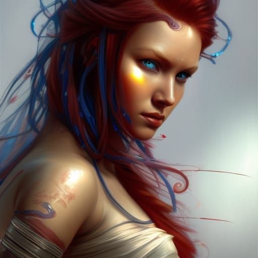 Elegant Na'vi Woman Portrait in Hyperdetailed Style