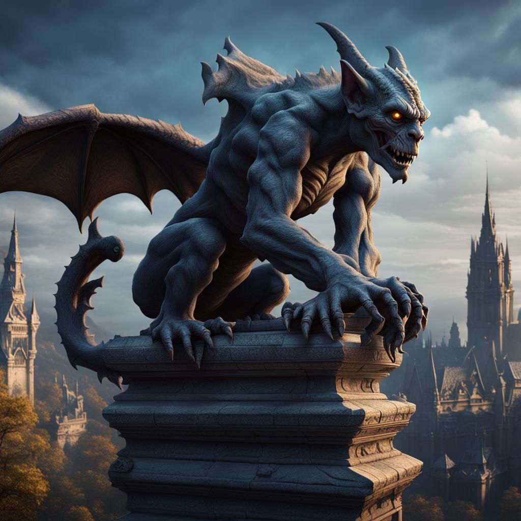 Detailed Gargoyle Matte Painting in Unreal Engine 5