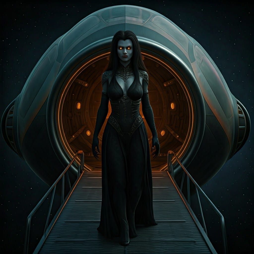 Benevolent Alien Vampire Descends in Futuristic Spaceship